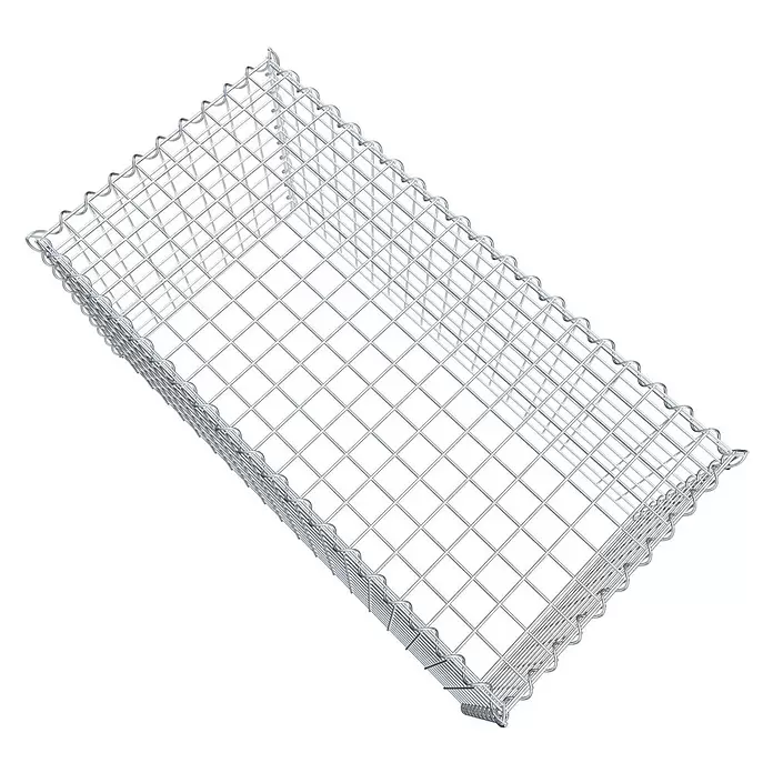 Gabiona Gabione Typ 3 - Zum Anbau in der Höhe, 100 x 50 x 50 cm, Stahl, Maschenbreite: 50 mm, Maschenhöhe: 50 mm, Spirale - Rechteckiger silberner Drahtgitter-Gabionenkorb.
