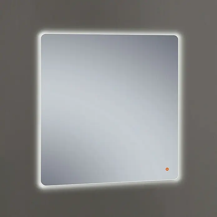 Camargue Espejo con luz Rómulo - An x Al: 80 x 80 cm - Espejo de baño cuadrado iluminado con esquinas redondeadas, diseño minimalista, ideal para baños modernos.