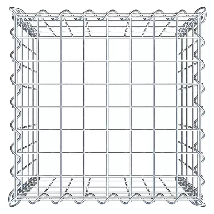Gabiona Gabione Typ 3 - Zum Anbau in der Höhe, 40 x 40 x 40 cm, Stahl, Maschenbreite: 50 mm, Maschenhöhe: 100 mm, Spirale - Silberner Metall-Gabionenkorb, rechteckiges Drahtgitter für Steinfüllung.