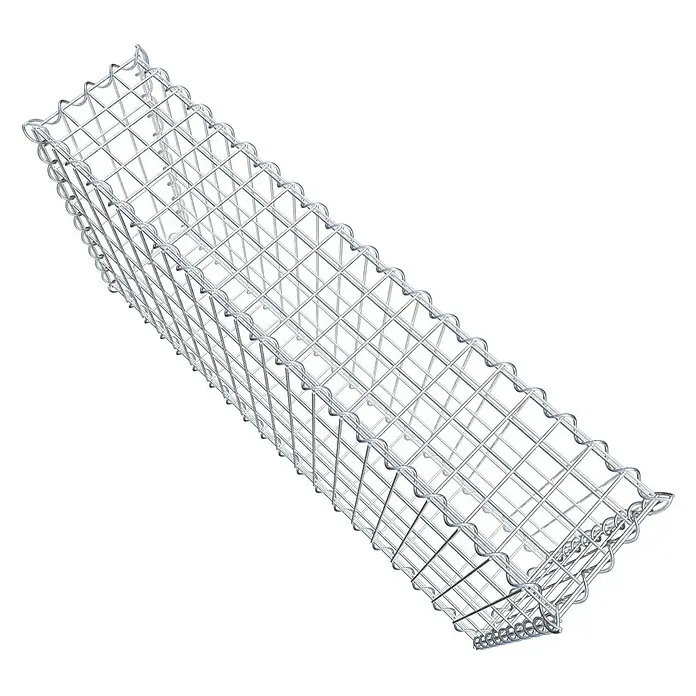 Gabiona Gabione100 x 20 x 50 cm, Metall, Maschenbreite: 50 mm, Maschenhöhe: 100 mm - Das Bild zeigt einen Gabionenkorb aus Drahtgeflecht, der ideal für Garten- und Landschaftsbauprojekte ist und eine robuste Konstruktion aufweist.