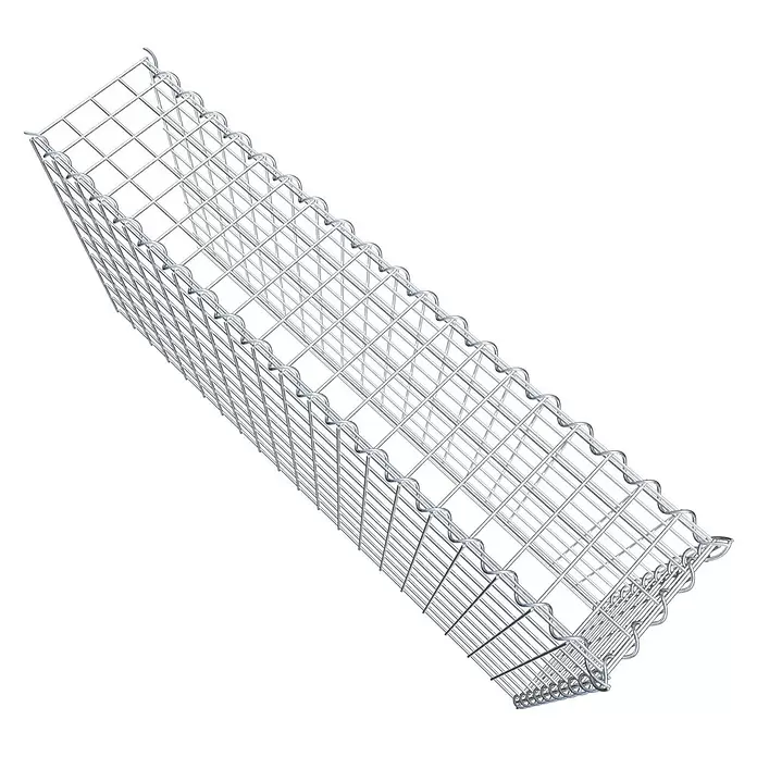 Gabiona Gabione Typ 4 - Zum Anbau in Länge & Höhe, 100 x 20 x 50 cm, Stahl, Maschenbreite: 50 mm, Maschenhöhe: 50 mm, Spirale - Gabionenkorb aus silbernem Metalldrahtgeflecht für Bau und Landschaftsbau.