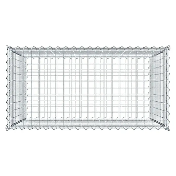 Gabiona Gabione - 100 x 50 x 90 cm, Metall, Maschenbreite: 50 mm, Maschenhöhe: 50 mm - Das Bild zeigt einen Gabionenkorb, ein Drahtgitter für Steine, zur Gestaltung von Gärten und Außenbereichen als dekoratives Element.