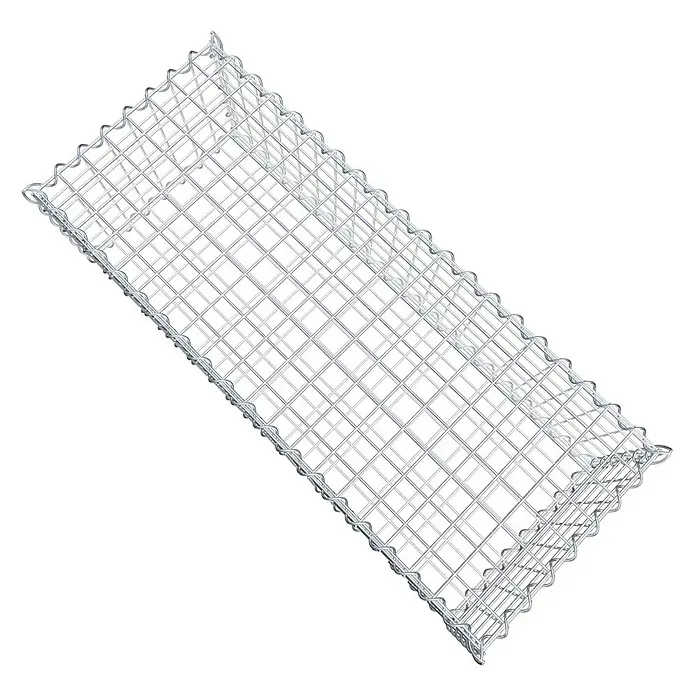 Gabiona Gabione - 100 x 40 x 30 cm, Metall, Maschenbreite: 50 mm, Maschenhöhe: 50 mm - Draufsicht auf einen länglichen Gabionenkorb aus verzinktem Drahtgitter, der sich ideal für den Garten- und Landschaftsbau eignet.