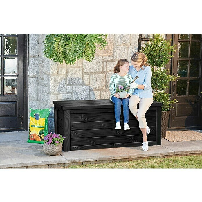 Keter Kussenbox Eastwood (l x b x h: 155 x 72,4 x 64,4 cm, Kunststof, Antraciet) | BAUHAUS