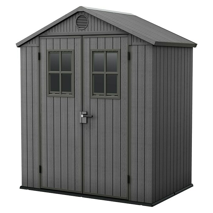 Keter Tuinhuis Darwin 64 (Buitenmaat incl. dakoverstek (b x d): 190 x 121 cm, Kunststof, Grijs) | BAUHAUS