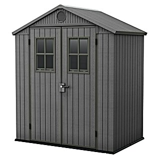 Keter Tuinhuis Darwin 64 (Buitenmaat incl. dakoverstek (b x d): 190 x 121 cm, Kunststof, Grijs)