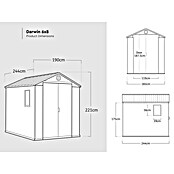 Keter Tuinhuis Darwin 68 (Buitenmaat incl. dakoverstek (b x d): 244 x 199 cm, Kunststof, Grijs) | BAUHAUS