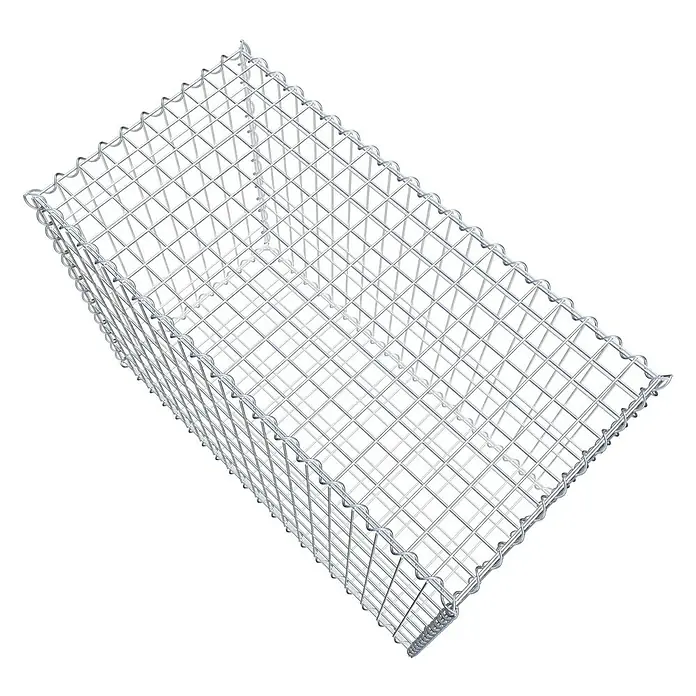 Gabiona Gabione - 100 x 50 x 70 cm, Metall, Maschenbreite: 50 mm, Maschenhöhe: 100 mm - Draufsicht auf einen leeren Gabionenkorb aus verzinktem Drahtgeflecht, der für Stabilität und Haltbarkeit in Landschaftsbauprojekten sorgt.