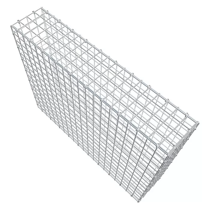 Gabiona Gabione - 100 x 20 x 80 cm, Stahl, Maschenbreite: 50 mm, Maschenhöhe: 50 mm - Rechteckiger, leerer Gabionenkorb aus silbernem verzinktem Stahldrahtgeflecht, bereit zum Befüllen.
