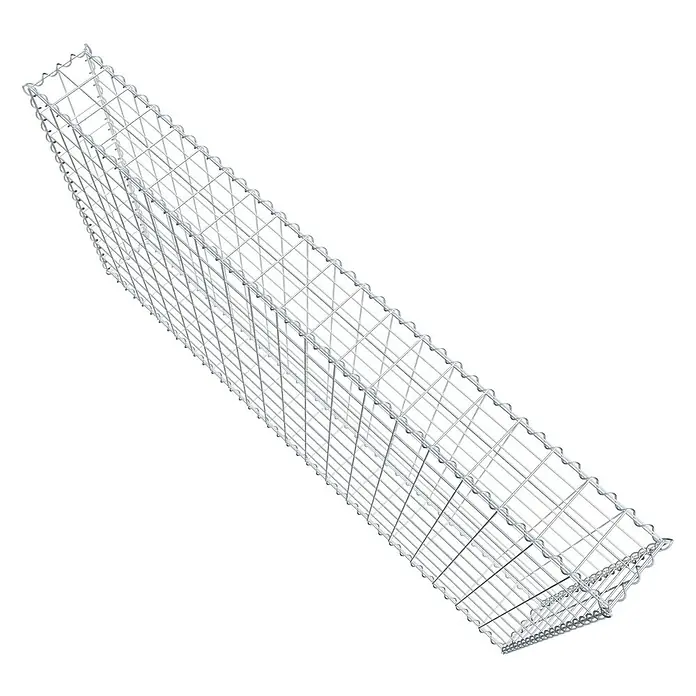 Gabiona Gabione - 200 x 20 x 100 cm, Metall, Maschenbreite: 100 mm, Maschenhöhe: 100 mm - Draufsicht auf einen Gabionenkorb aus Drahtgitter, der als dekoratives und funktionales Element im Gartenbau dient.
