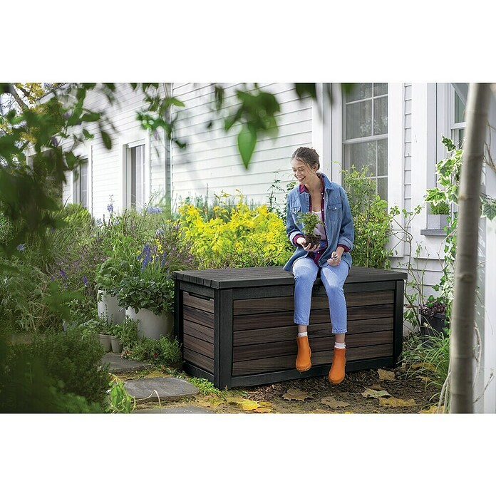 Keter Kussenbox Signature 630L (l x b x h: 155 x 72,4 x 69,4 cm, Kunststof, Rosewood) | BAUHAUS