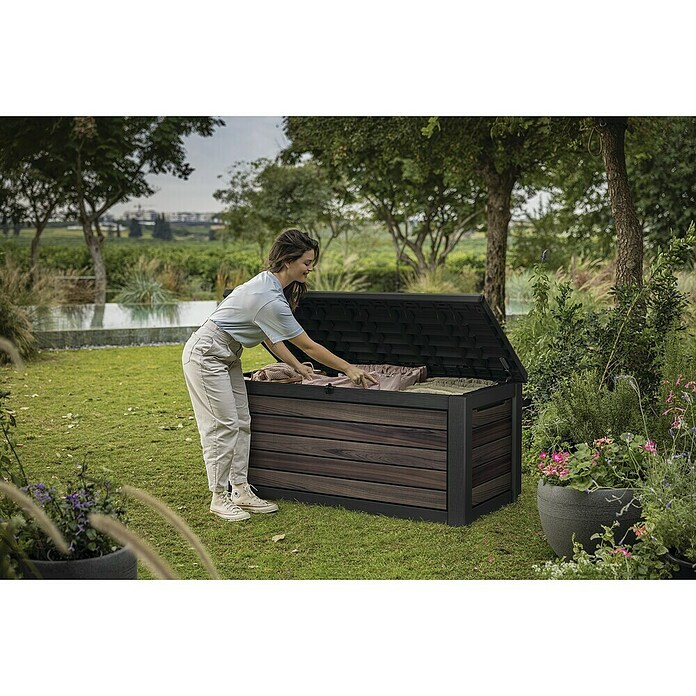 Keter Kussenbox Signature 630L (l x b x h: 155 x 72,4 x 69,4 cm, Kunststof, Rosewood) | BAUHAUS