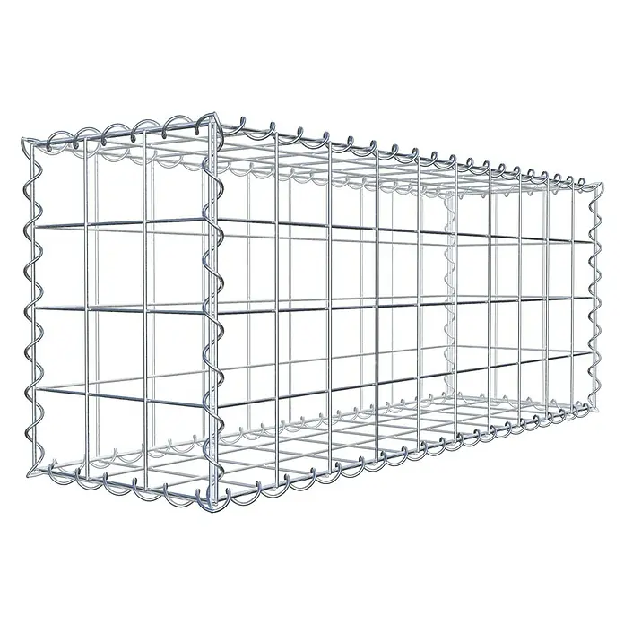 Gabiona Gabione - 100 x 30 x 40 cm, Metall, Maschenbreite: 100 mm, Maschenhöhe: 100 mm - Bild eines Gabionenkörpers aus verzinktem Drahtgeflecht. Er dient zur Hangbefestigung und Landschaftsgestaltung im Garten.