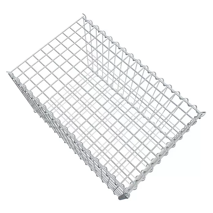 Gabiona Gabione Typ 2 - Zum Anbau in der Länge, 80 x 50 x 50 cm, Stahl, Maschenbreite: 50 mm, Maschenhöhe: 100 mm, Spirale - Leerer, silberfarbener Drahtgitter-Gabionenkorb zur Befüllung für Stützmauern oder Gartengestaltung.