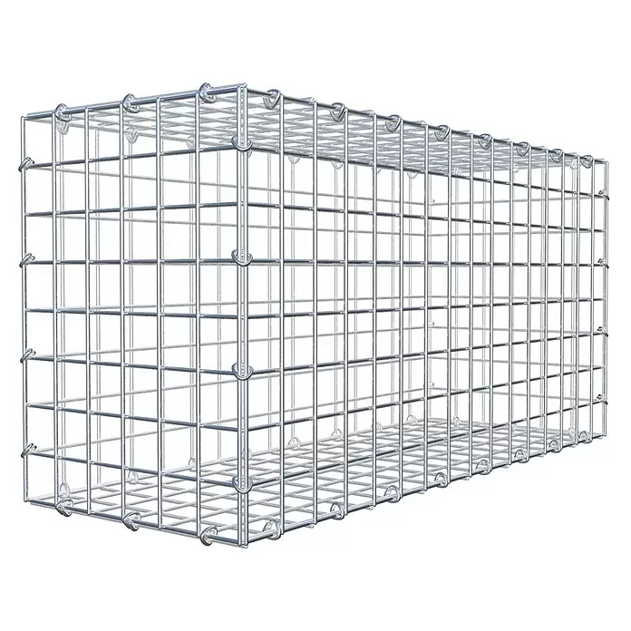 Gabiona Gabione - 80 x 30 x 40 cm, Stahl, Maschenbreite: 50 mm, Maschenhöhe: 50 mm, C-Ring - Leerer, rechteckiger, silberner Gabionenkorb aus Drahtgeflecht für Landschaftsbau.
