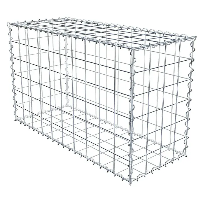 Gabiona Gabione - 100 x 40 x 60 cm, Metall, Maschenbreite: 100 mm, Maschenhöhe: 100 mm - Ein geräumiger, rechteckiger Gabionenkorb aus robustem Drahtgeflecht, ideal für den Garten- und Landschaftsbau.