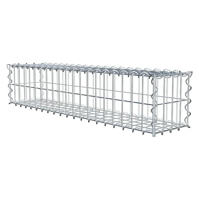 Gabiona Gabione - 100 x 20 x 20 cm, Metall, Maschenbreite: 50 mm, Maschenhöhe: 100 mm - Ansicht eines Gabionenkorbs aus verzinktem Drahtgeflecht, der eine robuste und langlebige Lösung für Landschaftsbau und Erosionsschutz bietet.