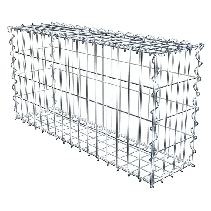 Gabiona Gabione - 80 x 20 x 40 cm, Metall, Maschenbreite: 50 mm, Maschenhöhe: 100 mm - Ein rechteckiger Gabionenkorb aus verzinktem Drahtgeflecht, ideal für den Gartenbau oder als dekoratives Element.