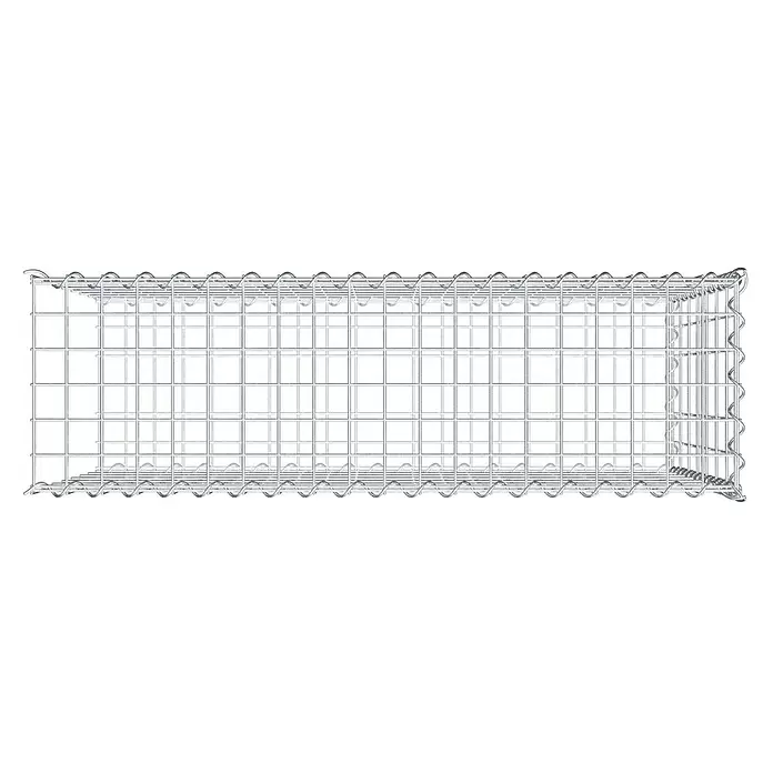 Gabiona Gabione Typ 2 - Zum Anbau in der Länge, 100 x 30 x 70 cm, Stahl, Maschenbreite: 50 mm, Maschenhöhe: 100 mm, Spirale - Leerer rechteckiger Gabionenkorb aus verzinktem Stahldrahtgeflecht, mit Spiralverbindern montiert.