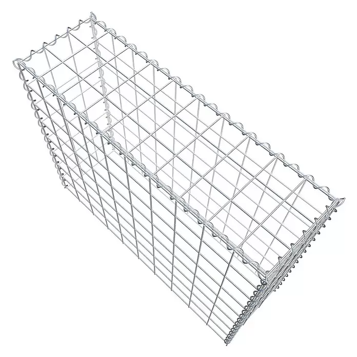 Gabiona Gabione Typ 3 - Zum Anbau in der Höhe, 100 x 30 x 80 cm, Stahl, Maschenbreite: 100 mm, Maschenhöhe: 100 mm, Spirale - Leerer Gabionenkorb aus silbernem Metallgeflecht für Bau oder Landschaftsgestaltung.
