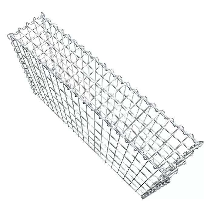 Gabiona Gabione Typ 3 - Zum Anbau in der Höhe, 100 x 20 x 60 cm, Stahl, Maschenbreite: 50 mm, Maschenhöhe: 100 mm - Rechteckiger Gabionenkorb aus silbernem Drahtgeflecht.