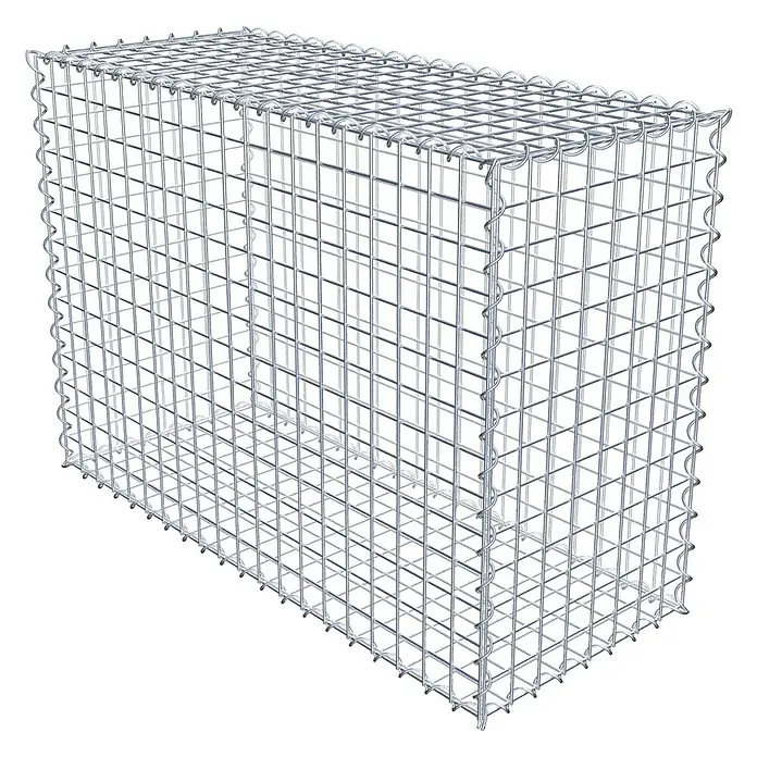 Gabiona Gabione - 100 x 40 x 70 cm, Metall, Maschenbreite: 50 mm, Maschenhöhe: 50 mm - Ein rechteckiger Gabionenkorb aus verzinktem Drahtgeflecht, ideal für den Garten- und Landschaftsbau zur Hangbefestigung und als Sichtschutz.