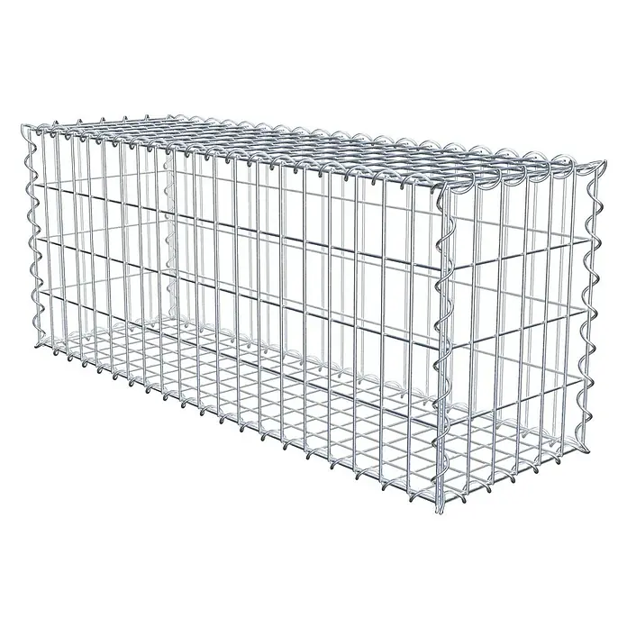 Gabiona Gabione - 100 x 30 x 40 cm, Metall, Maschenbreite: 50 mm, Maschenhöhe: 100 mm - Bild einer Gabione, einem Drahtkorb für Steine, der oft im Garten- und Landschaftsbau verwendet wird. Sie ist aus stabilem, verzinktem Draht gefertigt.