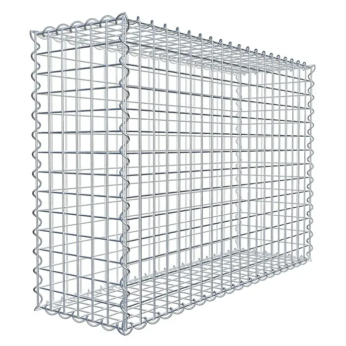 Gabiona Gabione - 100 x 30 x 70 cm, Metall, Maschenbreite: 50 mm, Maschenhöhe: 50 mm - Ansicht eines Gabionenkord, einem Drahtgitterkorb, der als Stützmauer oder dekoratives Element im Garten- und Landschaftsbau verwendet wird.