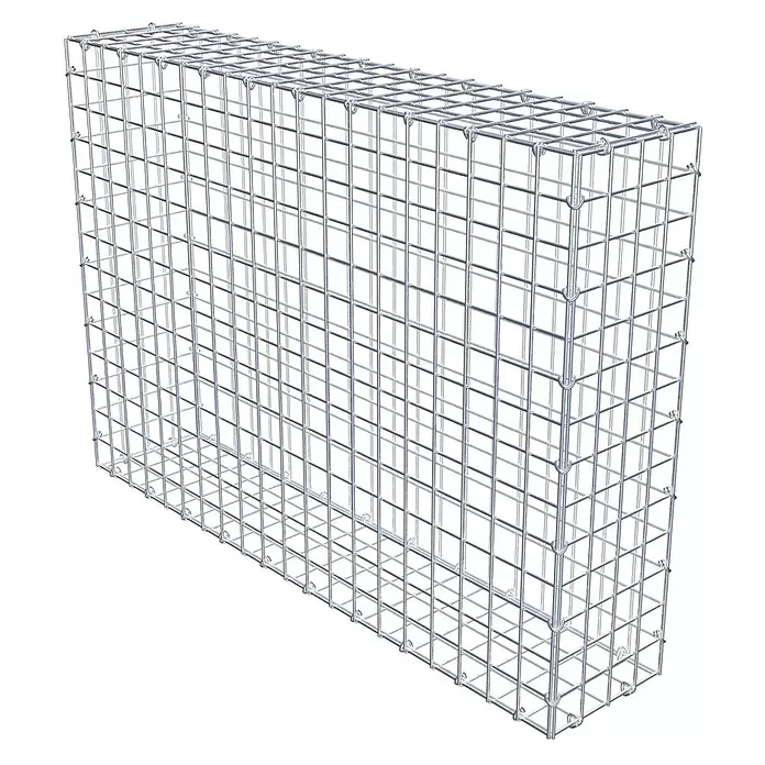 Gabiona Gabione - 100 x 20 x 70 cm, Stahl, Maschenbreite: 50 mm, Maschenhöhe: 50 mm, C-Ring - Rechteckiger Gabionenkorb aus silbernem verzinktem Stahldrahtgeflecht.