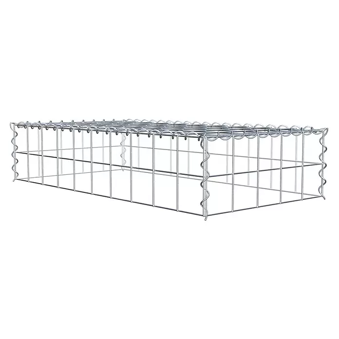 Gabiona Gabione Typ 3 - Zum Anbau in der Höhe, 100 x 50 x 20 cm, Stahl, Maschenbreite: 100 mm, Maschenhöhe: 100 mm, Spirale - Rechteckiger Gabionenkorb aus Metallgitter mit Spiralverbindern zur Steinbefüllung.
