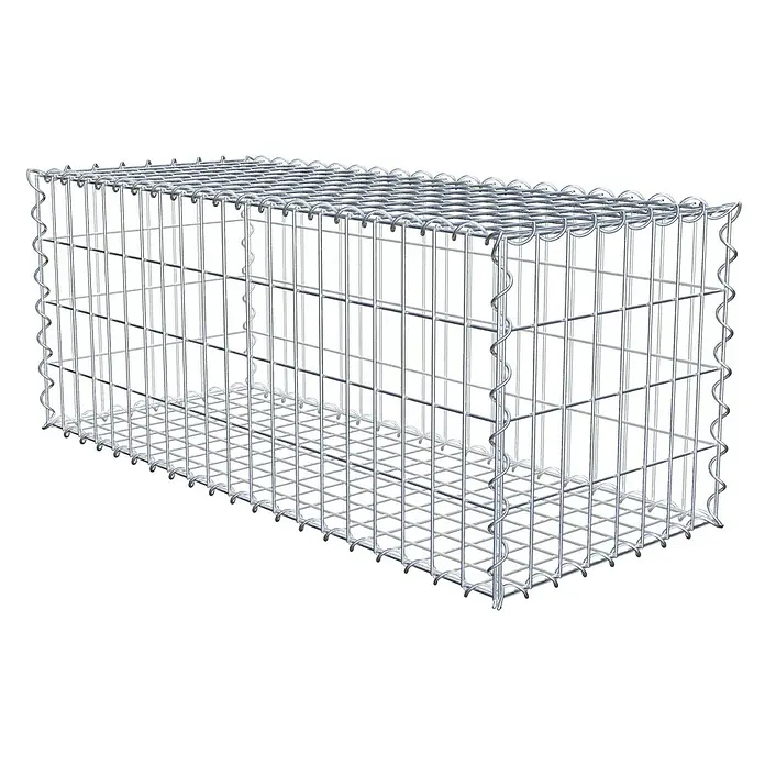 Gabiona Gabione - 100 x 40 x 40 cm, Metall, Maschenbreite: 50 mm, Maschenhöhe: 100 mm - Ein leeres Gabionengitter, das für Steine und zur Gestaltung von Gärten und Außenbereichen verwendet wird. Der Gabionenkorb ist aus stabilem, verzinktem Draht.