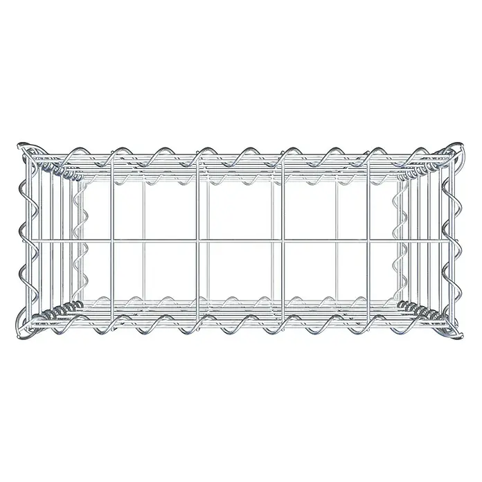 Gabiona Gabione - 50 x 20 x 50 cm, Metall, Maschenbreite: 100 mm, Maschenhöhe: 100 mm - Ansicht eines Gabionenkorbs aus Draht, der zur Befüllung mit Steinen oder anderen Materialien für dekorative Zwecke dient.
