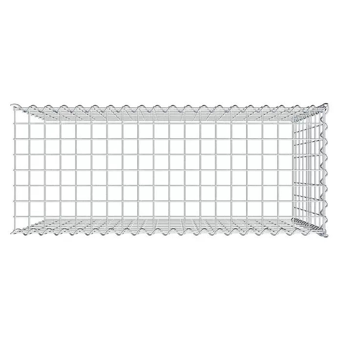 Gabiona Gabione Typ 4 - Zum Anbau in Länge & Höhe, 100 x 40 x 80 cm, Stahl, Maschenbreite: 50 mm, Maschenhöhe: 100 mm, Spirale - Rechteckiger Gabionenkorb aus silbernem Drahtgeflecht.