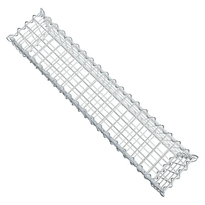 Gabiona Gabione100 x 20 x 20 cm, Metall, Maschenbreite: 50 mm, Maschenhöhe: 50 mm - Ein rechteckiger Gabionenkorb aus verzinktem Drahtgeflecht, ideal für den Einsatz im Garten- und Landschaftsbau.