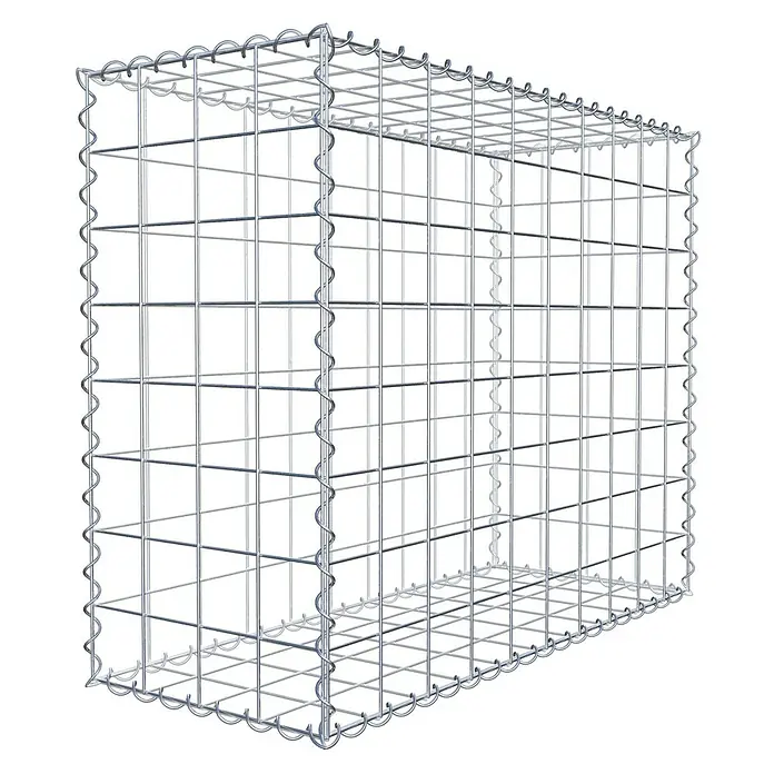 Gabiona Gabione - 100 x 40 x 80 cm, Metall, Maschenbreite: 100 mm, Maschenhöhe: 100 mm - Abbildung eines Gabionenkorbs aus verzinktem Drahtgitter, ideal für Gartenbau und Landschaftsgestaltung.