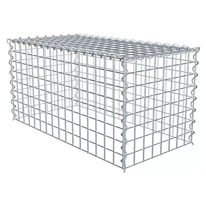 Gabiona Gabione Typ 3 - Zum Anbau in der Höhe, 80 x 40 x 40 cm, Stahl, Maschenbreite: 50 mm, Maschenhöhe: 50 mm, Spirale - Rechteckiger Gabionenkäfig aus silbernem Metallgeflecht, ideal für Stützmauern oder Landschaftsgestaltung.
