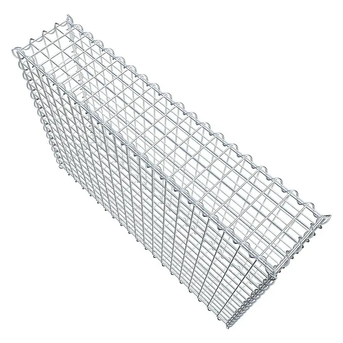 Gabiona Gabione - 100 x 20 x 70 cm, Metall, Maschenbreite: 50 mm, Maschenhöhe: 50 mm - Nahaufnahme einer Gabione, einem Drahtkorb zur Befüllung mit Steinen für den Landschaftsbau oder zur Böschungsbefestigung.