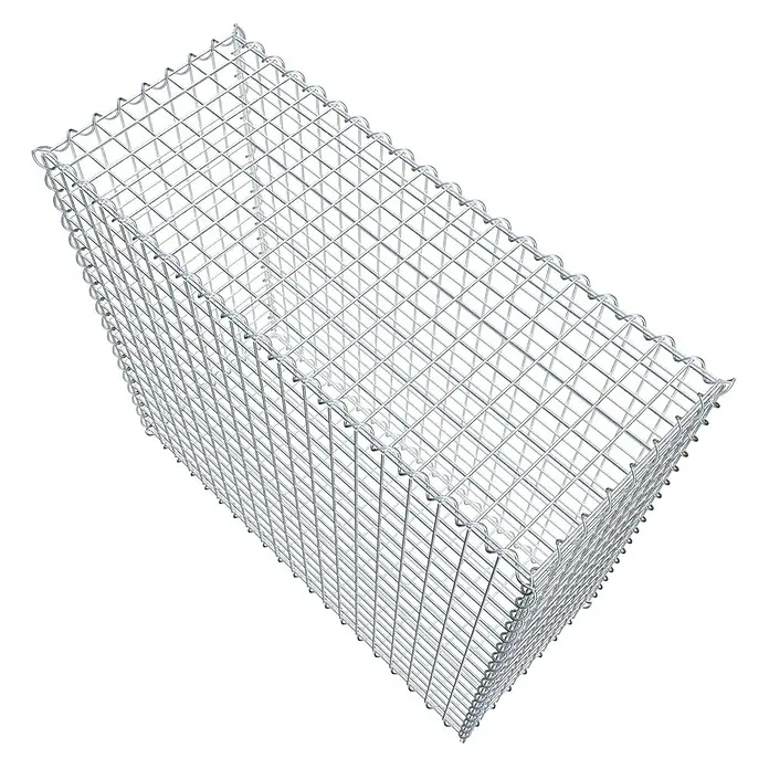 Gabiona Gabione - 100 x 40 x 90 cm, Metall, Maschenbreite: 50 mm, Maschenhöhe: 50 mm - Das Bild zeigt einen Gabionenkorb aus verzinktem Drahtgeflecht, der leer und bereit zur Befüllung ist. Er ist stabil und langlebig.