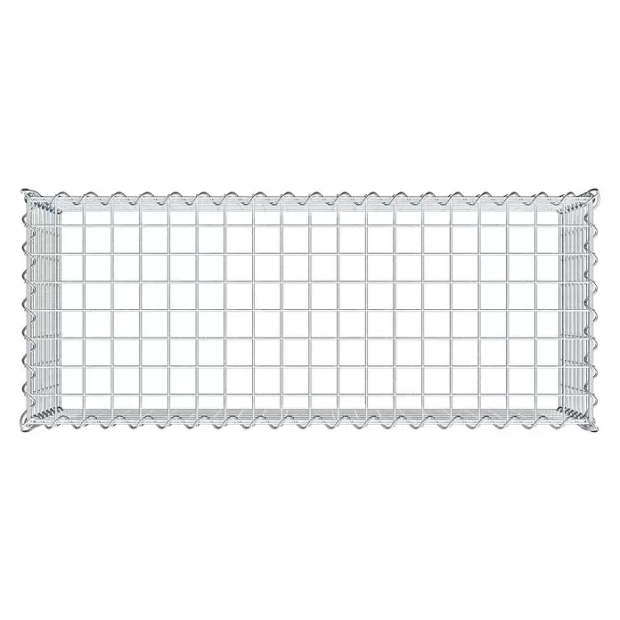 Gabiona Gabione Typ 3 - Zum Anbau in der Höhe, 100 x 40 x 40 cm, Stahl, Maschenbreite: 50 mm, Maschenhöhe: 50 mm, Spirale - Leerer, rechteckiger Gabionenkorb aus silbernem Drahtgitter.