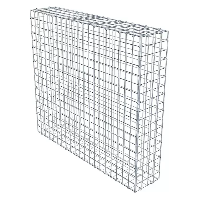 Gabiona Gabione - 100 x 20 x 90 cm, Stahl, Maschenbreite: 50 mm, Maschenhöhe: 50 mm - Gabionenkorb aus silbernem Metalldraht, ein rechteckiger Gitterkäfig für Stützmauern.