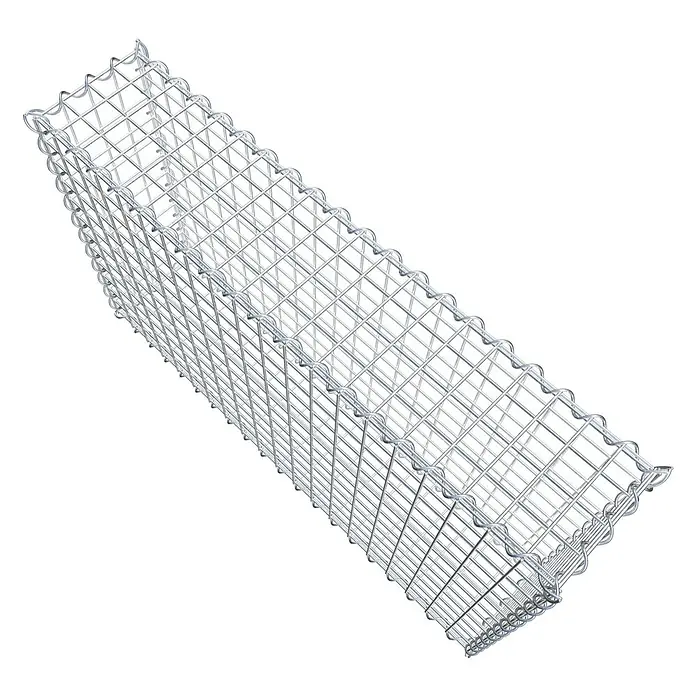 Gabiona Gabione - 100 x 20 x 60 cm, Metall, Maschenbreite: 50 mm, Maschenhöhe: 50 mm - Ein langes, leeres Gabionengitter, das bereit ist, mit Steinen gefüllt zu werden. Es ist ideal für Landschaftsbau und zur Erosionskontrolle.