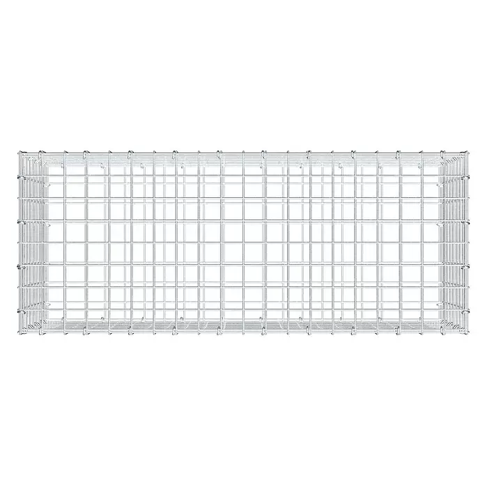 Gabiona Gabione - 100 x 40 x 40 cm, Stahl, Maschenbreite: 50 mm, Maschenhöhe: 50 mm - Leerer Gabionenkorb aus silbernem Drahtgeflecht, bereit für den Bau.