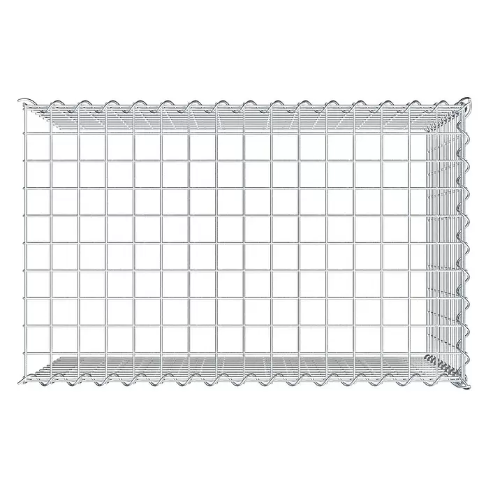 Gabiona Gabione Typ 4 - Zum Anbau in Länge & Höhe, 80 x 50 x 50 cm, Stahl, Maschenbreite: 50 mm, Maschenhöhe: 50 mm, Spirale - Rechteckiger Gabionenkorb aus silbernem Drahtgeflecht.