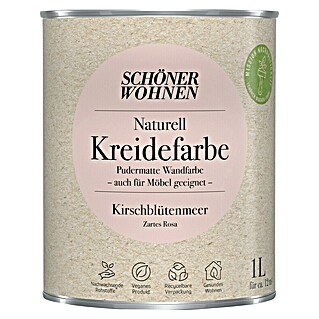 SCHÖNER WOHNEN-Farbe Naturell Wandfarbe Kreidefarbe (Kirschblütenmeer - zartes Rosa, Matt, 1 l, Konservierungsmittelfrei)
