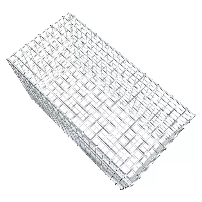 Gabiona Gabione - 100 x 50 x 60 cm, Stahl, Maschenbreite: 50 mm, Maschenhöhe: 50 mm, C-Ring - Rechteckiger Gabionenkorb aus silbernem Drahtgeflecht für den Landschaftsbau.