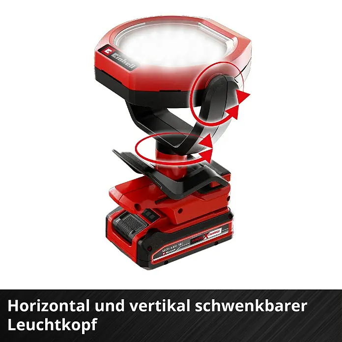 Einhell Power X-Change 18V Akku-Lampe GC-OL 18/1500LI SOLO - 18 V, Li-Ionen, Ohne Akku - Horizontal und vertikal schwenkbare Einhell Akku-Arbeitsleuchte mit LED-Technologie für flexible Ausleuchtung.