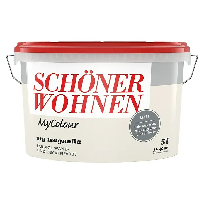 SCHÖNER WOHNEN-Farbe MyColour Wandfarbe - Magnolia, Matt, 5 l - Dose „Schöner Wohnen MyColour“ Wandfarbe in Magnolia. Hochdeckende, matte Farbe für den Innenbereich, 5 Liter für 35-40 m².