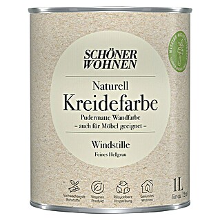 SCHÖNER WOHNEN-Farbe Naturell Wandfarbe Kreidefarbe (Windstille - feines Hellgrau, Matt, 1 l, Konservierungsmittelfrei)