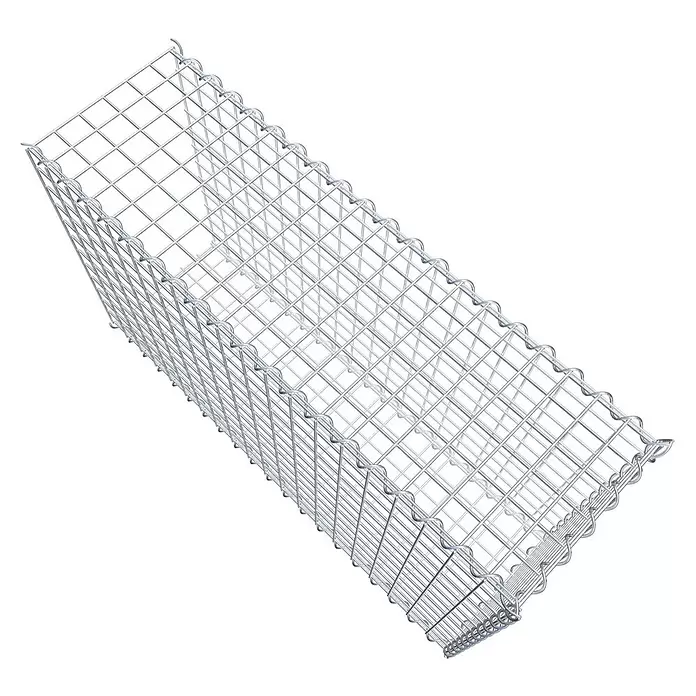 Gabiona Gabione Typ 2 - Zum Anbau in der Länge, 100 x 30 x 60 cm, Stahl, Maschenbreite: 50 mm, Maschenhöhe: 50 mm, Spirale - Gabionenkorb aus silbernem Metallgeflecht für Bau oder Landschaftsbau.