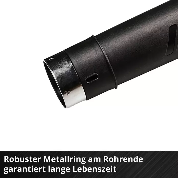 Einhell Professional Akku-Laubbläser GP-LB 18/200LI E - 18 V, Ohne Akku, Blasgeschwindigkeit: 200 km/h, Blasleistung: 670 m³/h - Schwarzes Rohr mit robustem silbernem Metallring am Ende, der lange Lebenszeit garantiert.